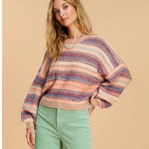 THE SALTY BLONDE X BILLABONG Under the Influence Pullover Sweater Striped